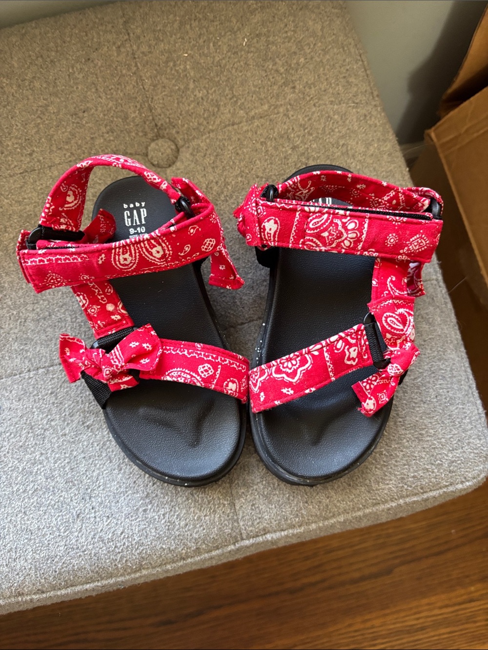GAP Red Bandana-Print Kids Sandals with Black Footbed